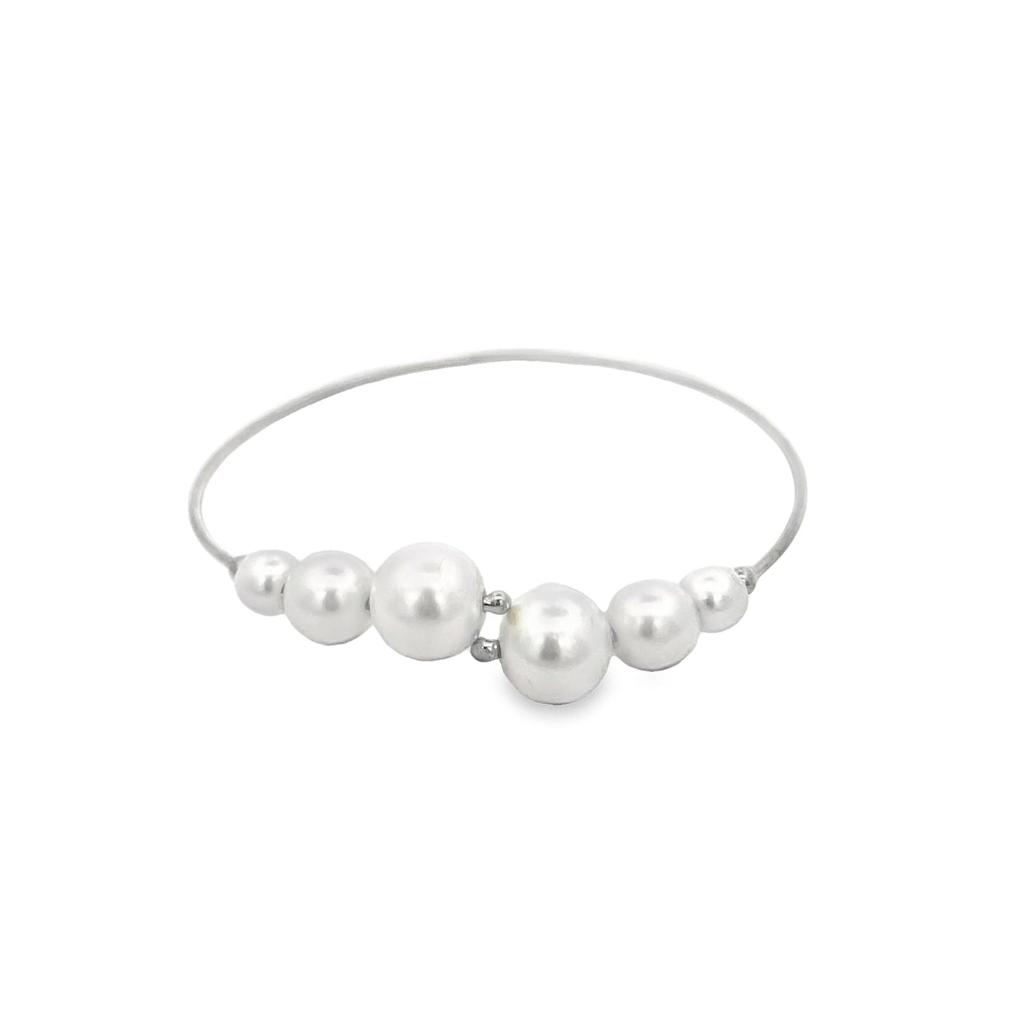 Wrist Cuff Bangle With Gold/Pearls Ball Beads (B2)-3