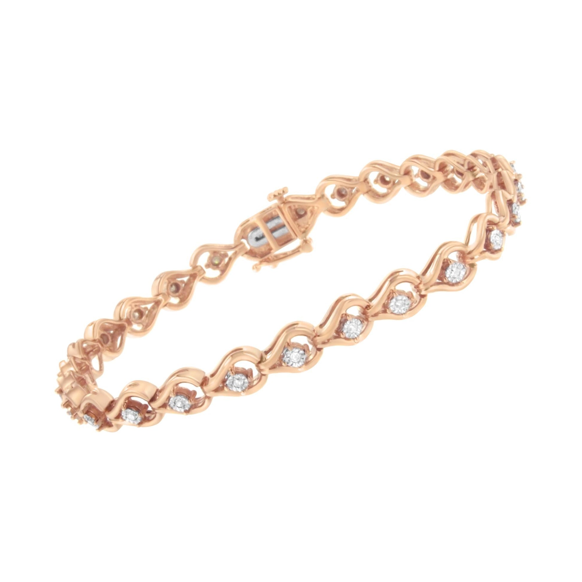 .925 Sterling Silver 1/4 Cttw Diamond Miracle-Set Teardrop Shaped 7” Link Bracelet (I-J Color, I3 Clarity)-4