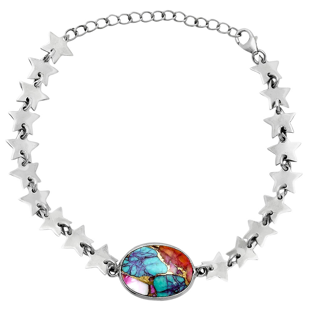 Premium Star Kingman Orange Dahlia Turquoise Bracelet B-1044 30-EB10304-0