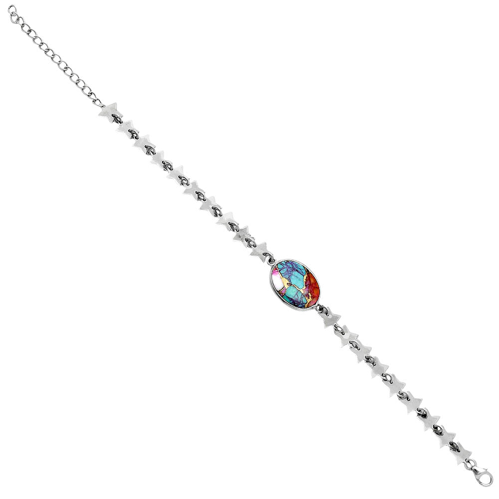 Premium Star Kingman Orange Dahlia Turquoise Bracelet B-1044 30-EB10304-2