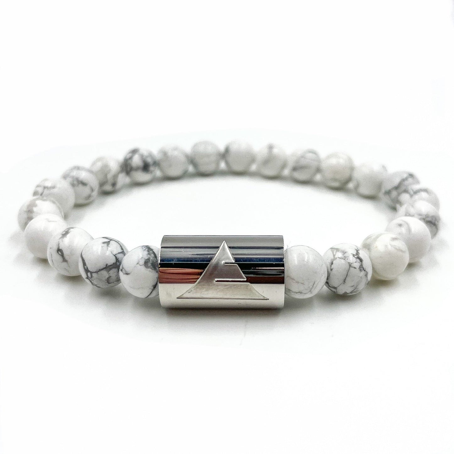 Rocky - White Howlite & Silver Gemstone Beaded Bracelet-1