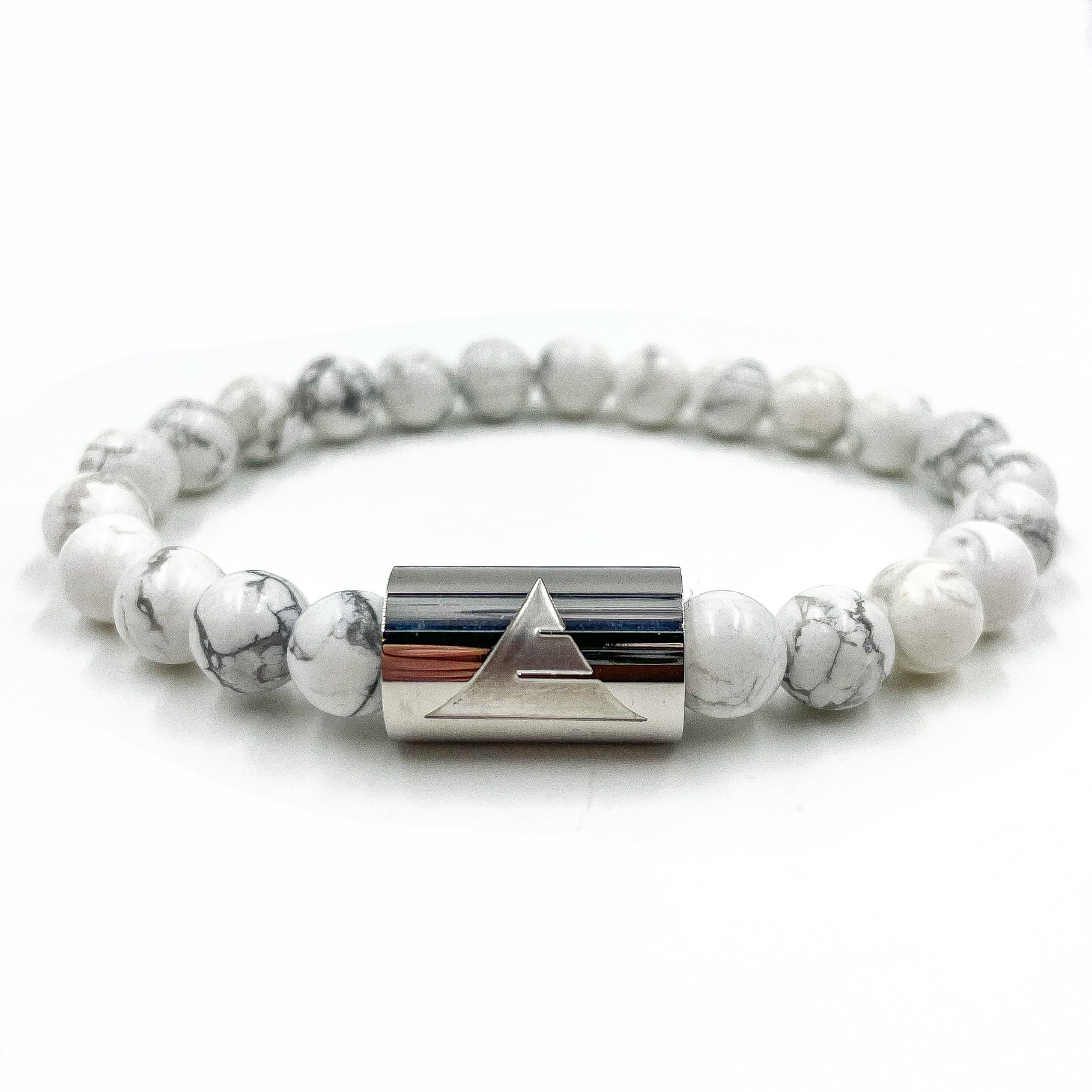 Rocky - White Howlite & Silver Gemstone Beaded Bracelet-1