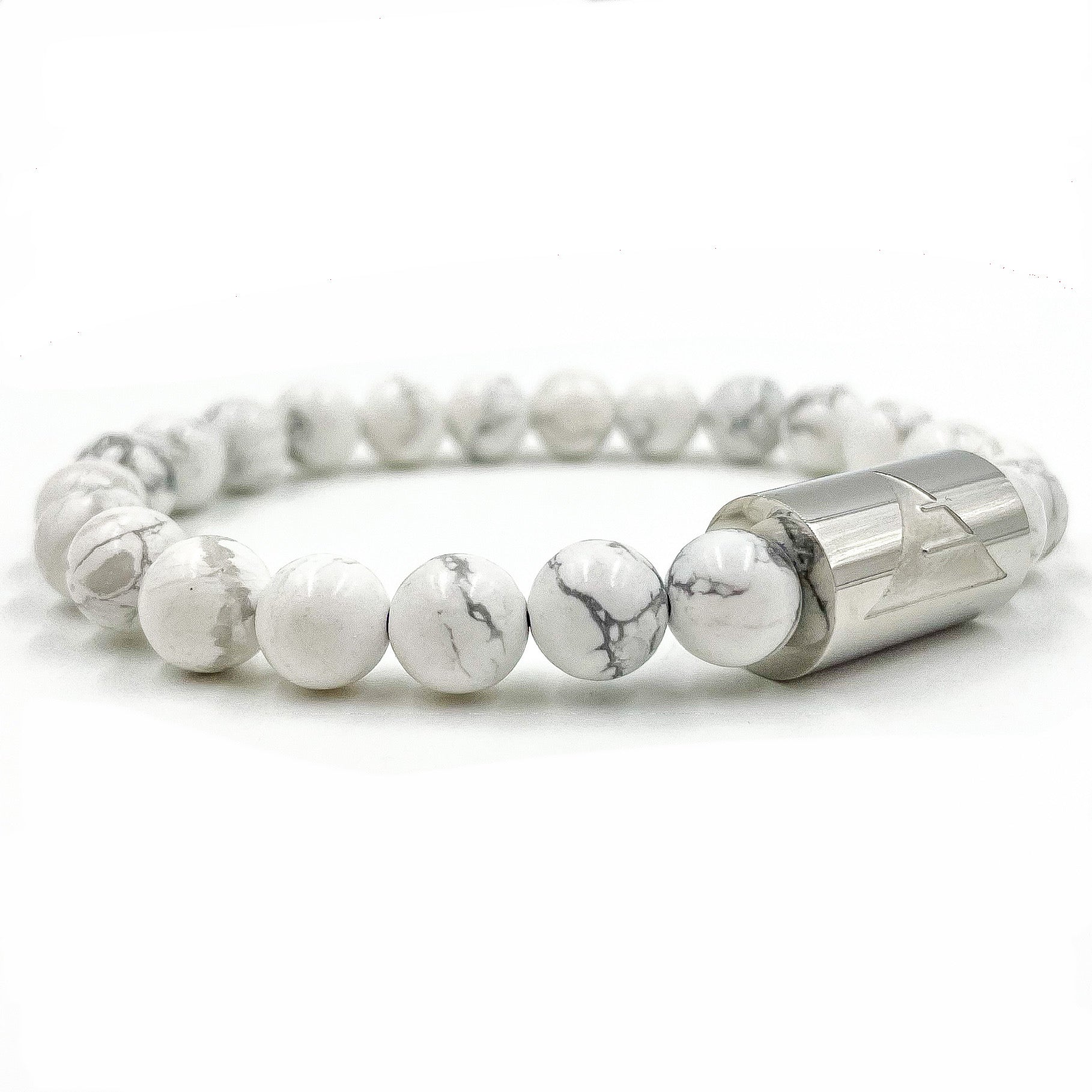 Rocky - White Howlite & Silver Gemstone Beaded Bracelet-2