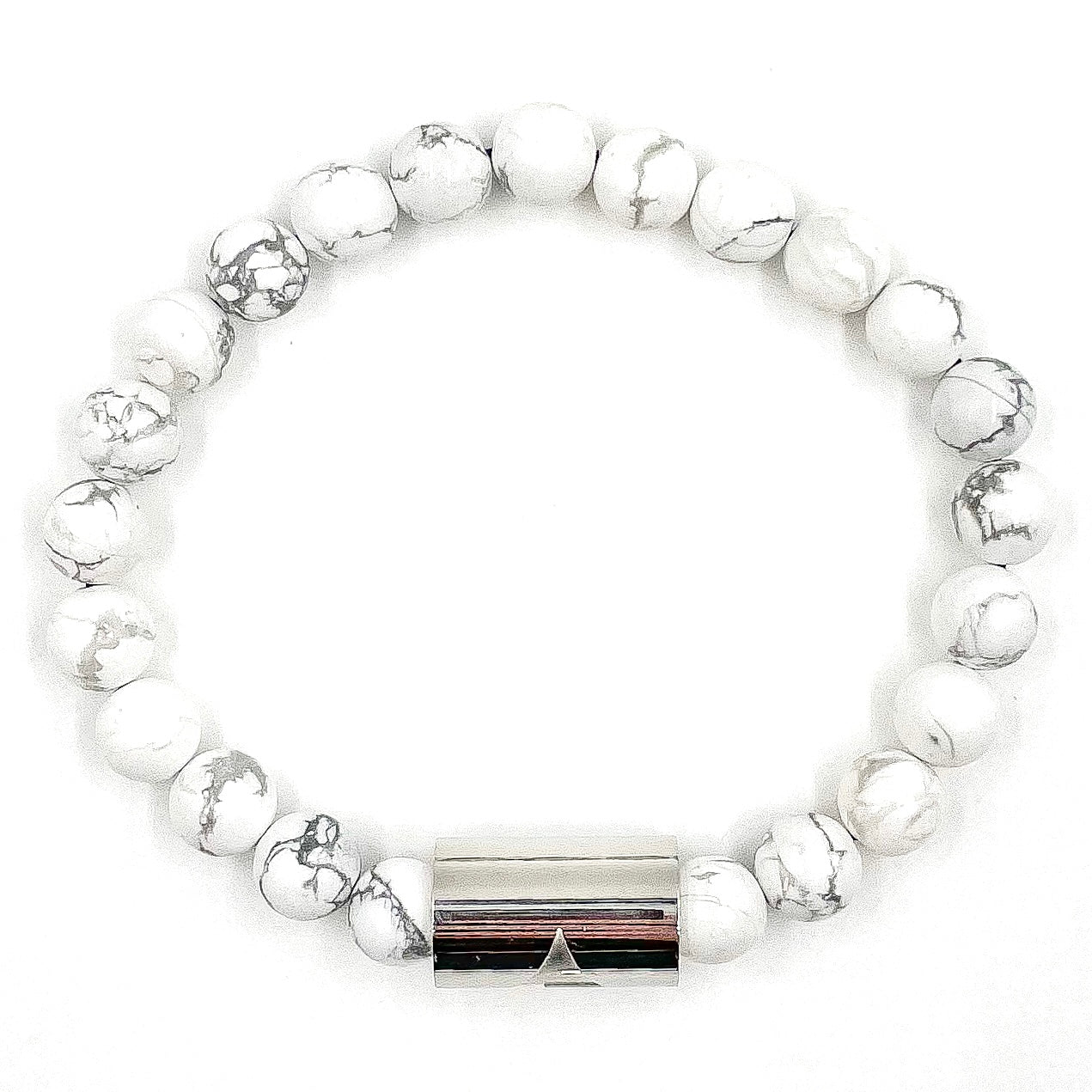 Rocky - White Howlite & Silver Gemstone Beaded Bracelet-3